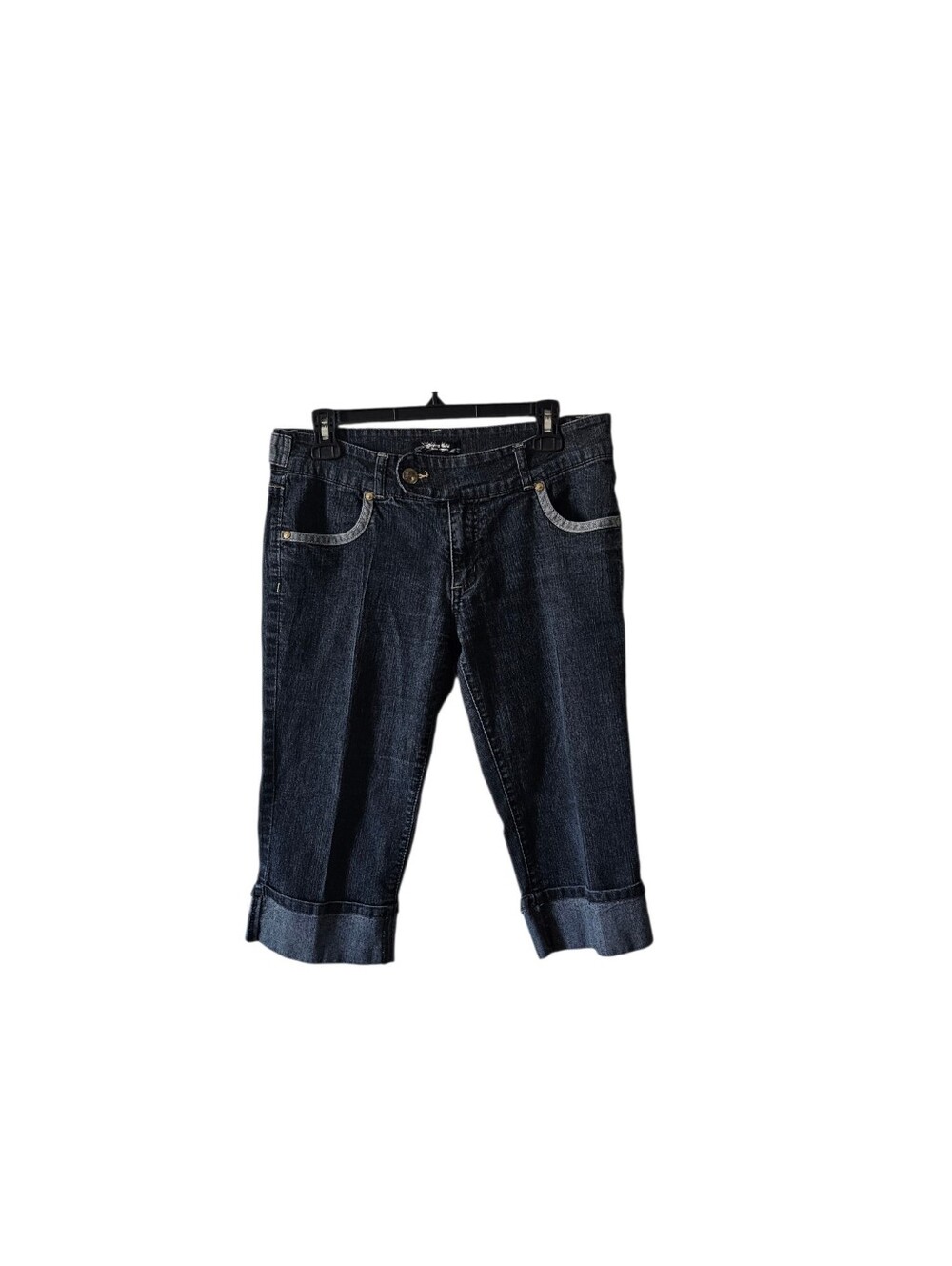 Drama Gold Capri Jeans Womens 11 Dark Wash Denim Cropped Stretch Cuff